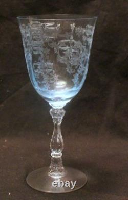 Set Of 8 Vintage Fostoria Navarre Blue Wine Goblets 6 1/2