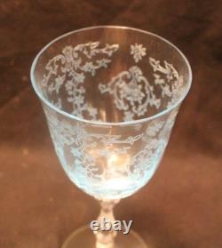Set Of 8 Vintage Fostoria Navarre Blue Wine Goblets 6 1/2