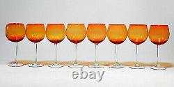 Set Of 8 Vintage Orange Balloon Gobblet Wine Glass 16 Ounces