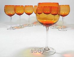 Set Of 8 Vintage Orange Balloon Gobblet Wine Glass 16 Ounces