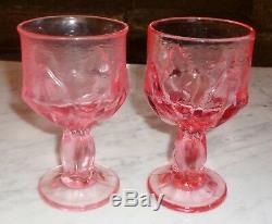 Set Of 8 Vintage Viking Dalzell Pink Lotus Flower 6 inch Wine Water Goblets