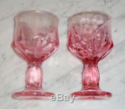 Set Of 8 Vintage Viking Dalzell Pink Lotus Flower 6 inch Wine Water Goblets
