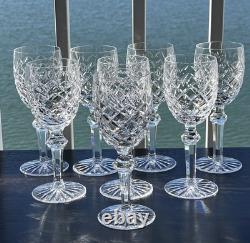 Set Of 8 Vtg Waterford Crystal Powerscourt White Wine Glasses 6 3/8 Ireland