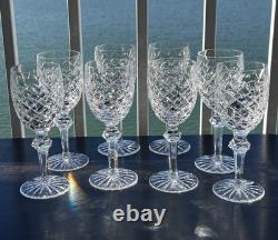 Set Of 8 Vtg Waterford Crystal Powerscourt White Wine Glasses 6 3/8 Ireland