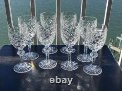 Set Of 8 Vtg Waterford Crystal Powerscourt White Wine Glasses 6 3/8 Ireland