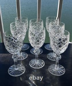 Set Of 8 Vtg Waterford Crystal Powerscourt White Wine Glasses 6 3/8 Ireland