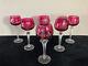 Set Of Six Vintage Nachtmann Germany Cranberry Colored Cut Crystal Wine Goblets