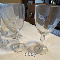 Set Vintage Wine Glasses withPaneled Design & Ribbed Stem Decorative Btm