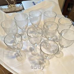 Set Vintage Wine Glasses withPaneled Design & Ribbed Stem Decorative Btm