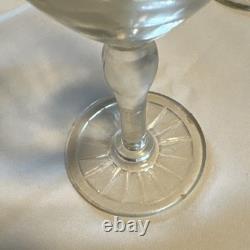 Set Vintage Wine Glasses withPaneled Design & Ribbed Stem Decorative Btm