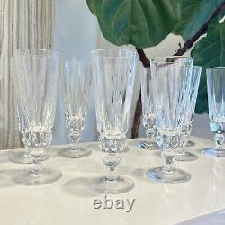 Set of 10 Antique / Vintage Cut Glass Crystal Champagne Flutes / Wine Glasses