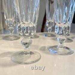 Set of 10 Antique / Vintage Cut Glass Crystal Champagne Flutes / Wine Glasses