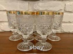 Set of 10 Vintage Anchor Hocking Wexford Gold Edge Wine Goblets