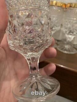 Set of 10 Vintage Anchor Hocking Wexford Gold Edge Wine Goblets