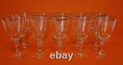 Set of 10 Vintage Lenox Montclair Platinum Crystal Wine Goblets/Glasses 5 3/4