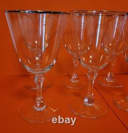 Set of 10 Vintage Lenox Montclair Platinum Crystal Wine Goblets/Glasses 5 3/4