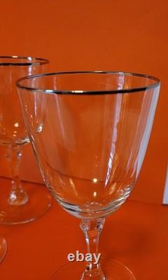 Set of 10 Vintage Lenox Montclair Platinum Crystal Wine Goblets/Glasses 5 3/4