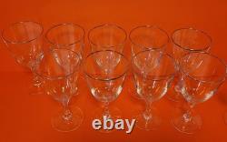 Set of 10 Vintage Lenox Montclair Platinum Crystal Wine Goblets/Glasses 5 3/4