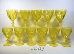 Set of 11 Vintage Cristal d'Arques Folies Rambouillet Yellow Wine Glasses