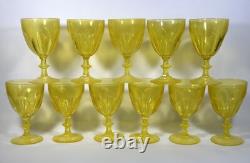 Set of 11 Vintage Cristal d'Arques Folies Rambouillet Yellow Wine Glasses
