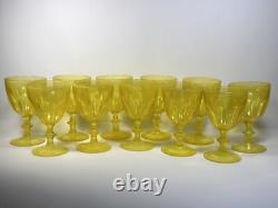 Set of 11 Vintage Cristal d'Arques Folies Rambouillet Yellow Wine Glasses
