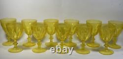 Set of 11 Vintage Cristal d'Arques Folies Rambouillet Yellow Wine Glasses