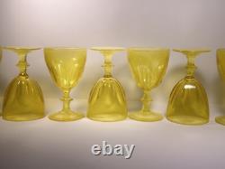 Set of 11 Vintage Cristal d'Arques Folies Rambouillet Yellow Wine Glasses