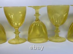 Set of 11 Vintage Cristal d'Arques Folies Rambouillet Yellow Wine Glasses