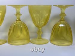 Set of 11 Vintage Cristal d'Arques Folies Rambouillet Yellow Wine Glasses