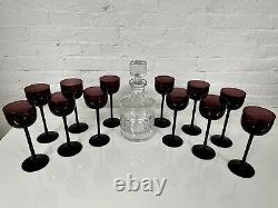 Set of 12 Mid-Century Vintage Carlo Moretti Amethyst Purple Wine Glasses-Murano