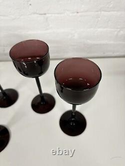 Set of 12 Mid-Century Vintage Carlo Moretti Amethyst Purple Wine Glasses-Murano