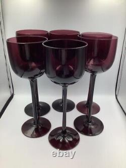 Set of 12 Mid-Century Vintage Carlo Moretti Amethyst Purple Wine Glasses-Murano