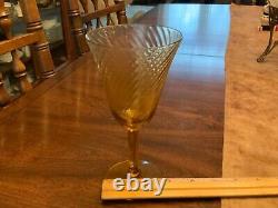 Set of 12 Vintage Amber Crystal Wine/Claret glasses, Swirl Optic, Ex Condition