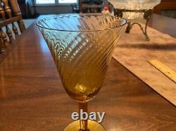 Set of 12 Vintage Amber Crystal Wine/Claret glasses, Swirl Optic, Ex Condition