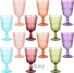 Set of 12 Vintage Colored Goblet Glasses for Weddings & Special Occasions