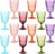 Set of 12 Vintage Colored Goblet Glasses for Weddings & Special Occasions
