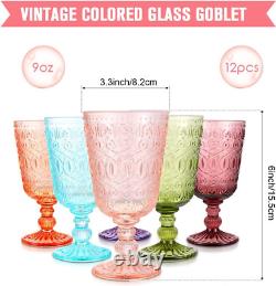 Set of 12 Vintage Colored Goblet Glasses for Weddings & Special Occasions