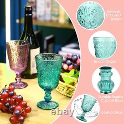 Set of 12 Vintage Colored Goblet Glasses for Weddings & Special Occasions