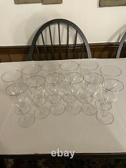 Set of 12 Vintage Gorham Laurin Platinum Wine Glasses and Water Goblets