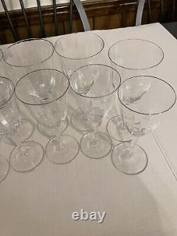 Set of 12 Vintage Gorham Laurin Platinum Wine Glasses and Water Goblets
