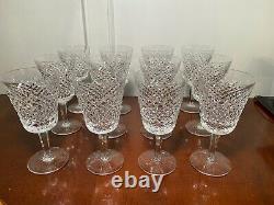 Set of 12 Vintage WATERFORD CRYSTAL Alana Water Wine Goblets Glasses 6-7/8