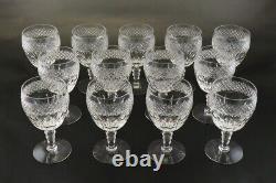 Set of 13 c1925 Hawkes Donisel Cut Blown Glass Footed Iced Tea or Claret Glasses