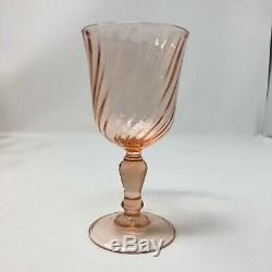 Set of 15 Rosaline Pink Blush French Arcoroc Swirl Vintage Wine Glasses Lot