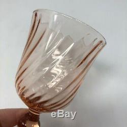 Set of 15 Rosaline Pink Blush French Arcoroc Swirl Vintage Wine Glasses Lot