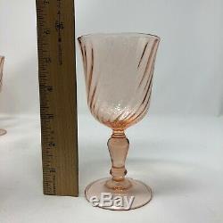 Set of 15 Rosaline Pink Blush French Arcoroc Swirl Vintage Wine Glasses Lot