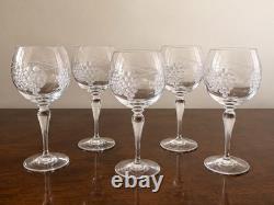 Set of 15 Vintage KUSAK 24% Lead Crystal 8 Etched Grape Wine glasses Goblets