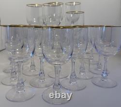 Set of 18 Fostoria Crystal Wine Glasses with Gold Rim Vintage Mid Century