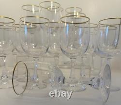 Set of 18 Fostoria Crystal Wine Glasses with Gold Rim Vintage Mid Century