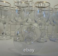 Set of 18 Fostoria Crystal Wine Glasses with Gold Rim Vintage Mid Century