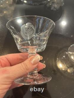 Set of 20 Vintage Etched Vintage Fostoria cocktail and desert wine glasses